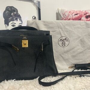 Source Unknown Black Satchel with Gold Accents